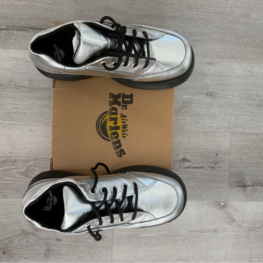 Dr. Martens Silver Metallic Lace-Up Sneakers